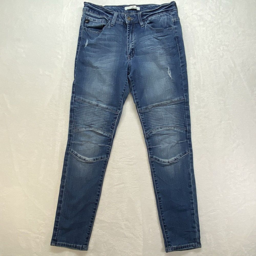 KanCan Jeans Size 11/29 Moto Distressed Skinny Blue Medium Wash Denim